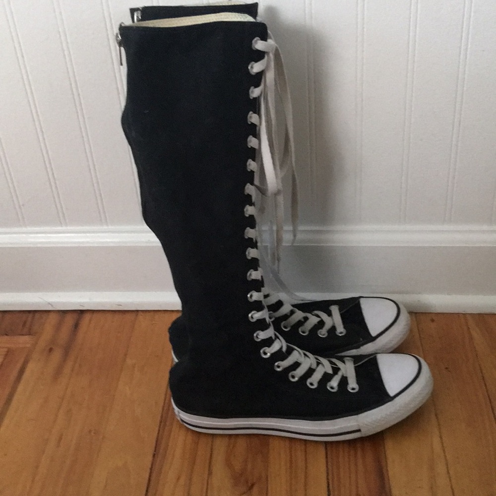 Gently worn knee high black converse